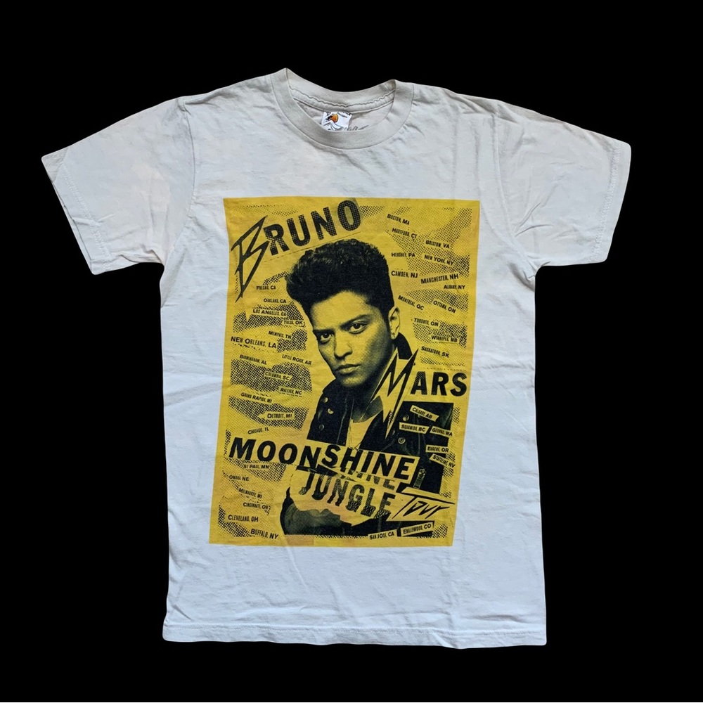 Bruno Mars Moonshine Jungle Tour Shirt Adult Unisex XS Tan Concert Graphic Tee
